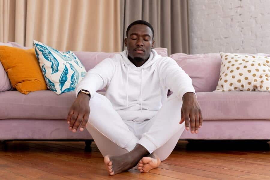 a man meditating to beat the Sunday blues
