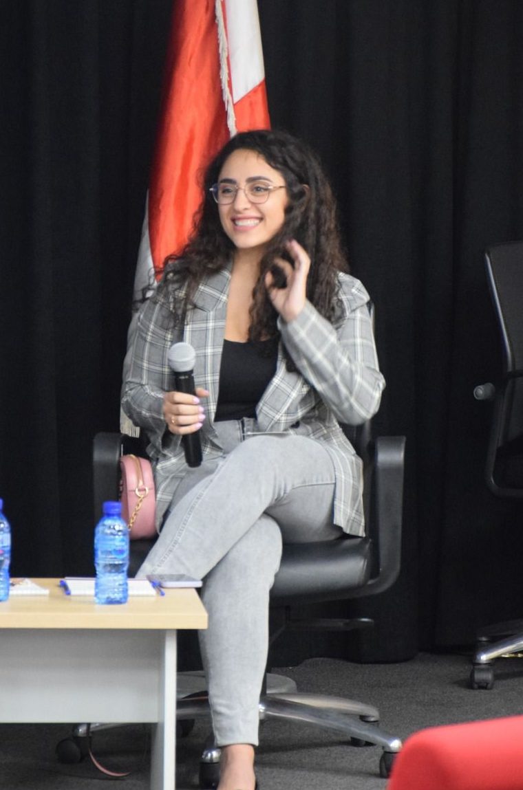 Sandy ElChaar speaking at a public event