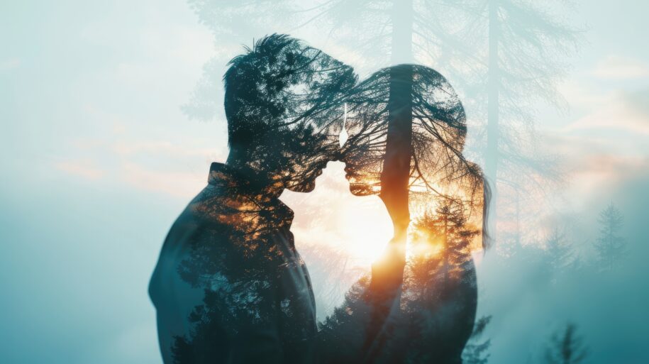 young couple love nature background valentines day pragma