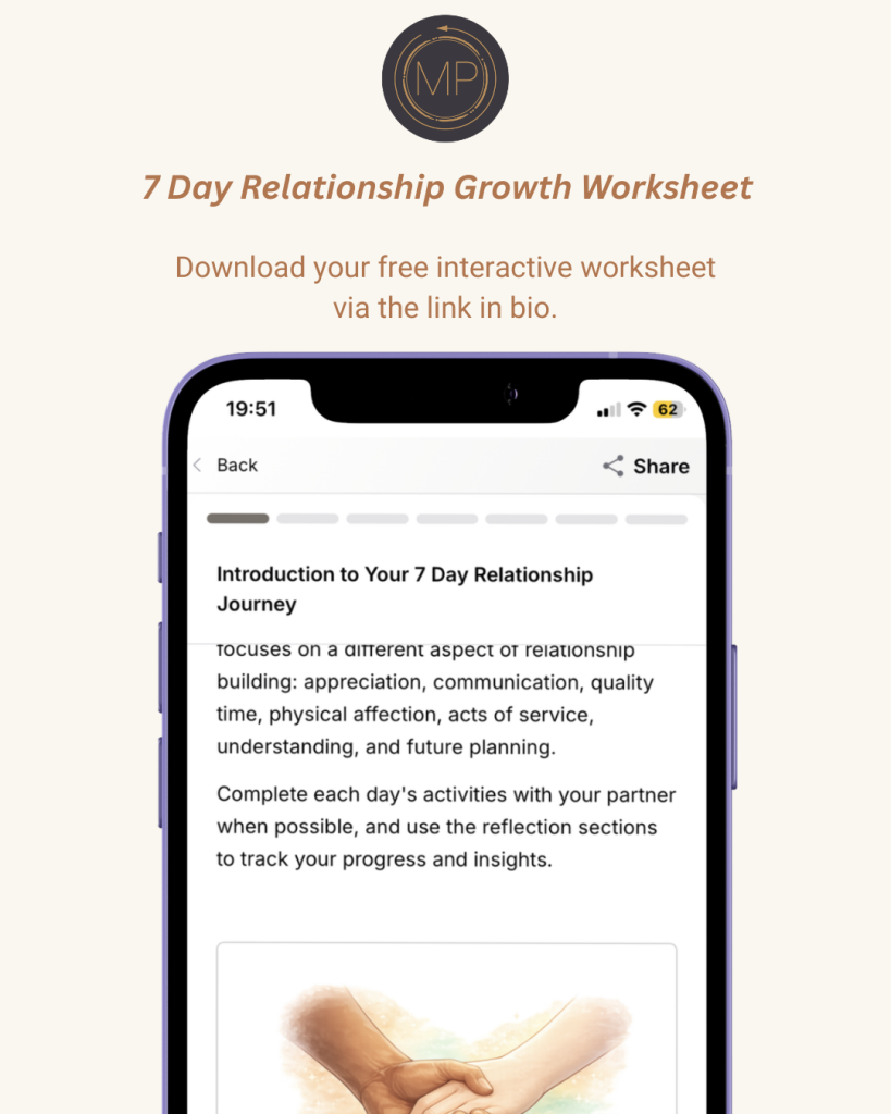 7 Day Relationship Growth Worksheet Instagram Image 1